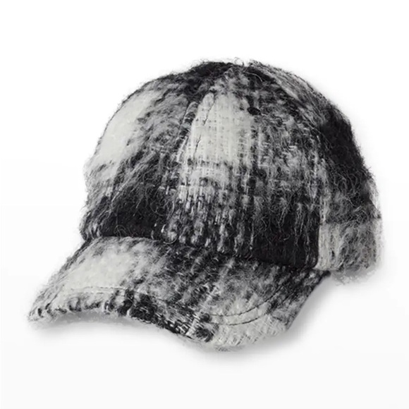 Janessa Leone Accessories - Janessa Leone Kiley Two- Tone Mohair Wool Baseball Hat in Black